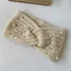 Diadema de Lana Tejida Cálida para Otoño e Invierno para Uso al Aire Libre, Hace que la Cara Parezca Más Pequeña, Gorro de Ala Ancha, Estilo Japonés y Coreano, Adornado con Perlas, Accesorio para el Cabello Versátil de Moda