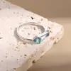 Anel de Zircônia Azul Marinho Inlaid 2025 Outono Nova Moda de Luxo Leve Estilo Europeu e Americano Simples Minimalista Joia Versátil