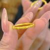 Loja de ouro mesmo estilo Anel com padrão ondulado de flor de bauhinia cobre banhado a ouro anel liso de herança antiga anel simples versátil joia feminina
