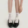 Calcetines Finos de Malla de Verano, Dulces y Puros, Ribete de Encaje Blanco, Cinta de Malla, Lazo, Calcetines Caídos para Niñas