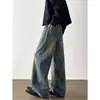 Moda Hip Hop Masculina Americana e Europeia Transfronteiriça Tendência Ins Moda de Rua Cool Calças Longas Jeans Reto de Perna Larga Masculino