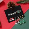 Aretes Navideños Clips Coreanos para Orejas Copo de Nieve Sombrero Árbol Aleación Goteo de Aceite Plata Aretes Lindos Set Combinado para Mujer Venta al por Mayor