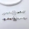 Cobre Chapado en Oro Circonita Incrustada Flor de Cerezo Colgante Largo Doble Colgante Mitad Cadena Hecho a Mano DIY Pulsera de Perlas Accesorios de Colgante para Collar