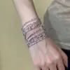 Pulsera Elástica Súper Brillante de Diamantes de Colores en Fila Única para Vacaciones de Verano en la Playa con Diseño Exquisito, Lujo Ligero, Versátil, Pulsera de Nicho para Mujer