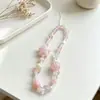 Branco pó ins fofo cordão estrela diy corrente de celular com contas pingente ccd alça de corrente de câmera corda anti-perda
