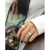 JF279 Anillo de Plata Distintivo Estilo Coreano Ancho Ins Diseño de Cara Ancha Irregular Convexo Anillo de Plata de Ley S925 para Mujeres