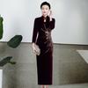 Vestido de novia popular de primavera, cheongsam de terciopelo de talla grande, vestido de marca para suegra Xi, venta al por mayor