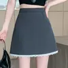 Falda de Traje de Lunares para Mujer 2026 Nueva Primavera Falda Corta de Encaje Falda de Línea A Falda Bodycon de Cintura Alta Falda Media