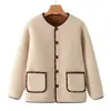 Abrigo juvenil estilo Chanel con cuello redondo para madres, grueso y forrado de felpa, moderno y versátil, ropa de mujer para otoño e invierno, talla grande