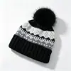 2026 Nueva Moda de Invierno para Mujer Sombrero de Lana Jacquard con Pompón Circunferencia de Cabeza Grande Versátil Protección contra el Frío Sombrero de Punto Cálido
