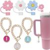 Tapa de pajita para taza térmica accesorios letra inicial adornos de letra personalizados reutilizable 10 mm flor Silicona