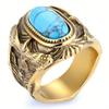 Anillo Vintage Transfronterizo de Amazon con Patrón Grabado Personalizado Anillo de Turquesa Águila Turquesa Azul Montura para Anillo de Hombre