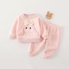 Roupas de Bebê Outono e Inverno Veludo Engrossado Conjunto de Moletom e Calça de Moletom Roupas Infantis de Bebê Quentes Duas Peças Roupas Infantis