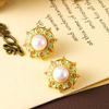 Pintura al óleo original vintage Palacio Flor de Gota de Aceite Pulsera de Perlas Verano para Mujer Pulsera de Lujo Ligero Traje de Pendientes