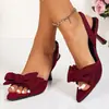 Sandalias de Verano para Mujer Tallas Grandes de Comercio Exterior Transfronterizo 2027 Nuevo Estilo Punta Abierta Moño Apellido Tacón Alto de Un Paso Sandalias de Tacón Alto para Mujer