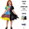 Fantasia de cosplay europeia e americana para crianças de "O Estranho Mundo de Jack", mesmo estilo do vestido da personagem principal, vestido de peça única com retalhos para apresentação de Halloween de meninas