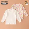 Camiseta de Manga Larga de Algodón Puro para Niñas de Principios de Otoño, Sin Costuras, Todo Algodón, Cuello Redondo Infantil, Top de Otoño, Ropa Interior para Niña Pequeña, Capa Base