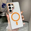 Transparente No Amarillea Magnética AplicABLE para Samsung S26Ultras Sencilla Tacto de Alta Gama S25Ultra Funda para Teléfono de Pareja