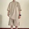 Traje de Urso Tendência Nacional para Homens, Shorts Casuais de Manga Curta para Jovens no Verão, Conjunto Esportivo Casual Fresco e Bonito, Estilo Moderno Masculino