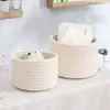 Cesta para Ropa Sucia Tejida con Cuerda de Algodón, Cesta de Almacenamiento de Escritorio para Llaves, Cartera, Objetos Pequeños, Artículos Varios, Cesta de Almacenamiento Tejida a Mano