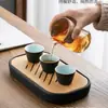 Juego de Té de Viaje Taza Expresiva Una Tetera Tres Tazas Portátil para Exteriores Cerámica Regalo Estilo Japonés Taza de Té Simple logo