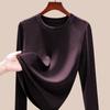 Camiseta Básica Manga Longa Gola Redonda Roxo Dragão para Mulheres, Caimento Solto, Novo Estilo Outono, Emagrecedora, Ombro Normal, Top 1688