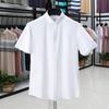 Camisa de manga curta de algodão puro Verão masculino Novo Todo o algodão Business Casual Vestido de cor sólida masculino camisa de algodão mercerizado