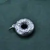 Pingente Retro de Prata Pura S999 Anel com Mantra de Seis Caracteres Pingente de Fivela de Nuvem Auspiciosa Desejosa de Paz Acessórios de Corda para Colar DIY