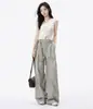 150 Pantalones de Trabajo Curvos Estilo Americano para Mujer Cortos Primavera Verano Adelgazantes Retro Rectos de Cintura Alta Pierna Ancha Largos hasta el Suelo