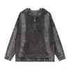 Comércio Transfronteiriço Ligeiramente Imperfeito Americano Primavera e Outono Estilo Retrô Preguiçoso Meio Zíper Jeans Moda Pulôver Top Solto e Alto