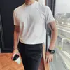 Ventas Transmitidas en Vivo: Camiseta de Manga Corta con Cuello Redondo de Algodón Modal de Lujo para Hombre de Verano, Top Casual Versátil de Corte Ajustado