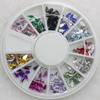 Joyería para uñas transfronteriza, uñas de fondo plano, color mágico, aleación, forma de diamante, diamantes de imitación AB blancos, joyería, plato giratorio de 12 compartimentos, venta al por mayor