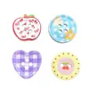 Botones Lindos de Dibujos Animados Redondos en Forma de Corazón con Estampado de Manzana para Diarios DIY, Decoraciones Cuadriculadas Vintage, Se Pueden Mezclar y Combinar