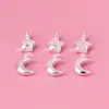 Colgante de Joyería Maciza de Plata 925 Colgante Estrella Luna Material para Joyería Hecha a Mano DIY Accesorios para Pulseras