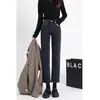 Jeans de Pana Forrados para Otoño e Invierno para Mujer, Tallas Grandes, para Tipo de Cuerpo Pera, Rectos de Cintura Alta, Adelgazantes, Elásticos, que Cubren las Caderas, Pantalones Cortos