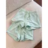 Pantalones Cortos Verdes Menta Frescos con Cintura Elástica para Dormir para Mujer, Cómodos de Verano con Cordón Casual Versátiles para Casa y para Usar al Aire Libre