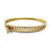 Pulseira de Aço Inoxidável para Comércio Exterior, Pulseira Feminina Moderna com Zíper, Joia Criativa Oca Cravejada com Diamantes, Atacado de Fabricante de Yiwu