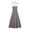 Vestido Estilo Férias na Praia Vermelho Sexy Costas Nuas Lindo Vestido de Praia Feminino Verão Longo com Bojo Alça Cauda de Peixe