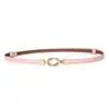 Cinturón Fino de Cuero Largo con Doble Hebilla para Mujer, Accesorio Versátil de Verano para Vestidos, Cinturón de Cuero Negro Ajustable sin Agujeros