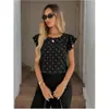 Nova Blusa Feminina de Manga Curta Estampada com Babados Solta para Primavera e Verão Moda Transfronteiriça Europeia e Americana Roupa Feminina
