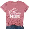 AliExpress deseo transfronterizo nuevo en stock Mamá de béisbol estampado de béisbol holgada cuello redondo manga corta camiseta de mujer
