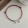 Pulseira de Corda Vermelha com Elefante em Prata Esterlina 925 para Mulheres Design Simples Novo Chinoiserie Tamanho Ajustável Feito à Mão Pulseira Versátil B6070