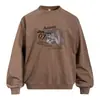 Moletom Criativo com Estampa de Letras, Manga Longa, Gola Redonda, Corte Solto, Estilo Streetwear Hip Hop Esportivo, Blusa Masculina para Primavera/Outono