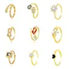 Nuevo Famoso de Internet Más Vendido Anillo Abierto Creativo de Personalidad Multiestilo para Mujeres Diseño Pequeño Exquisito Chapado en Oro Circonita Joyería de Mano