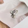 Anillo de plata retro para pareja, tamaño abierto, precio especial, chapado en cobre, plata antigua, con diseño geométrico simple, para mujer, venta al por mayor.