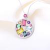 Collar de plata para mujer, colgante de plata japonesa, colgante redondo, colgante de gema de siete colores, gema colorida chapada en platino