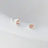 Nalan Prata de Lei S925 Luxo Acessível Elegante Moderno Diamante Design de Nicho Quadrado Diamante Colorido Brincos Rosqueados M07263