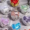 Liga de Metal Coração Tridimensional Artístico Zircônia Furo Reto Contas Soltas DIY Chaveiro de Celular Acessórios de Joia Atacado