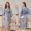 Pijama Femenino Transfronterizo Wenhua Primavera y Otoño Nuevo Estilo Manga Tres Cuartos Satín Talla Grande Bata de Noche Ropa de Casa de Manga Larga para Mujer Wp3430