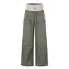 Calça cargo retrô de personalidade coreana com cordão na cintura reversível para mulheres, calça casual de perna reta com design único